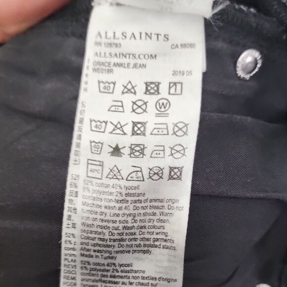 All Saints Black Grace Ankle Jeans Size 30 - Picture 7 of 8